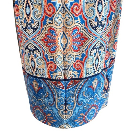 Nicole Miller Clementine and Sky Colored, Paisley, Long Sleeve Dress Size 10 - Picture 5 of 6